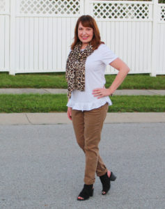 White Tee and Leopard Print Scarf – Dressed in Faith