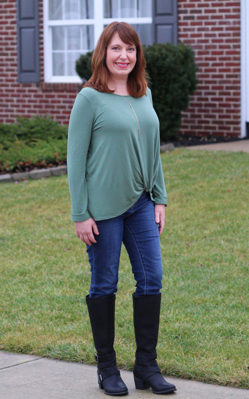 Green Twist Top and Black Cardigan – Dressed in Faith