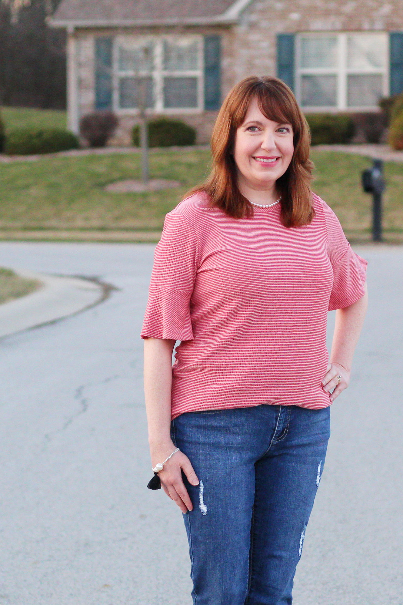 Coral Bell Sleeve Top #bellsleeves #coral #spring2018