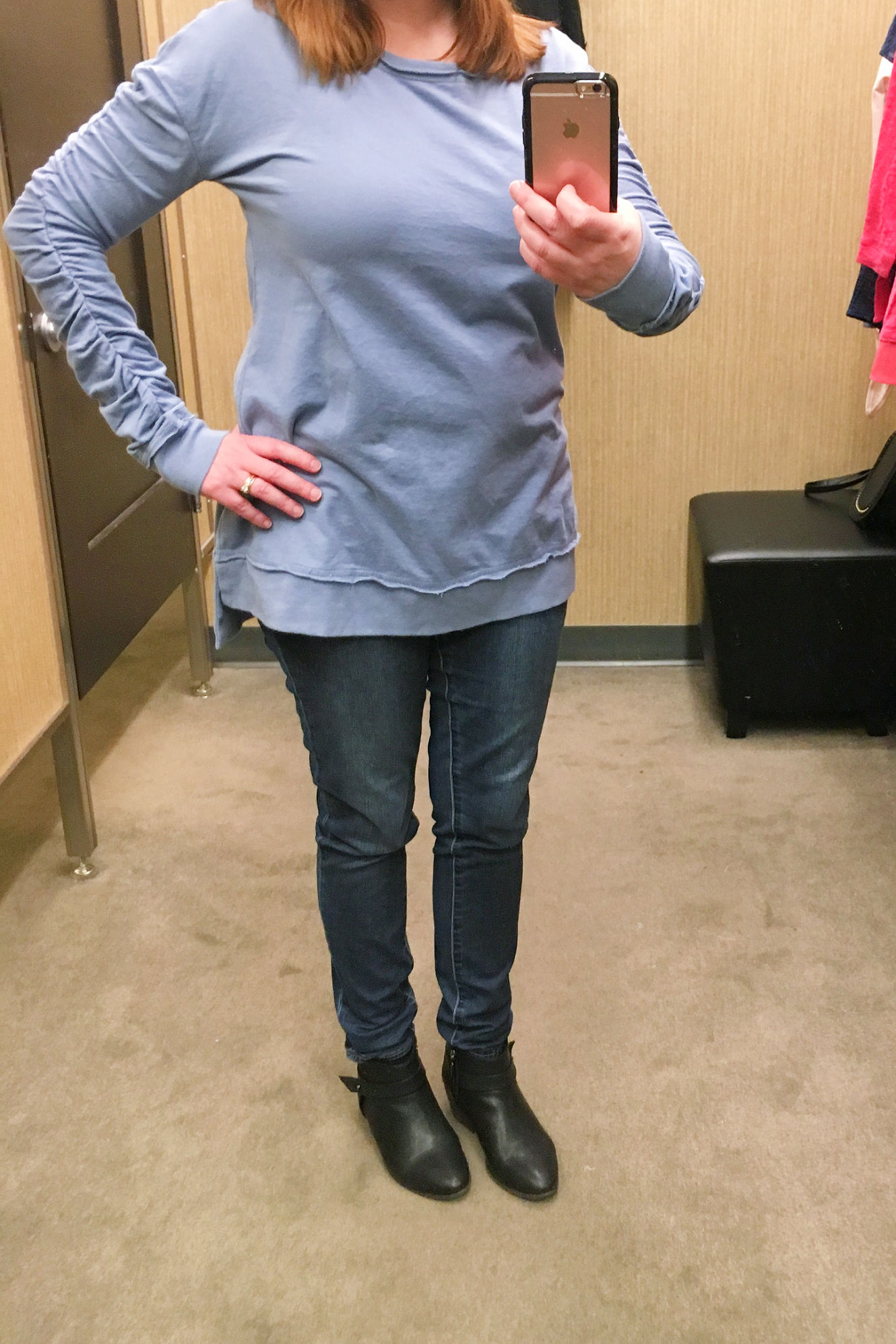 Dressing Room Diaries/Blue Sweatshirt/Spring Fashion