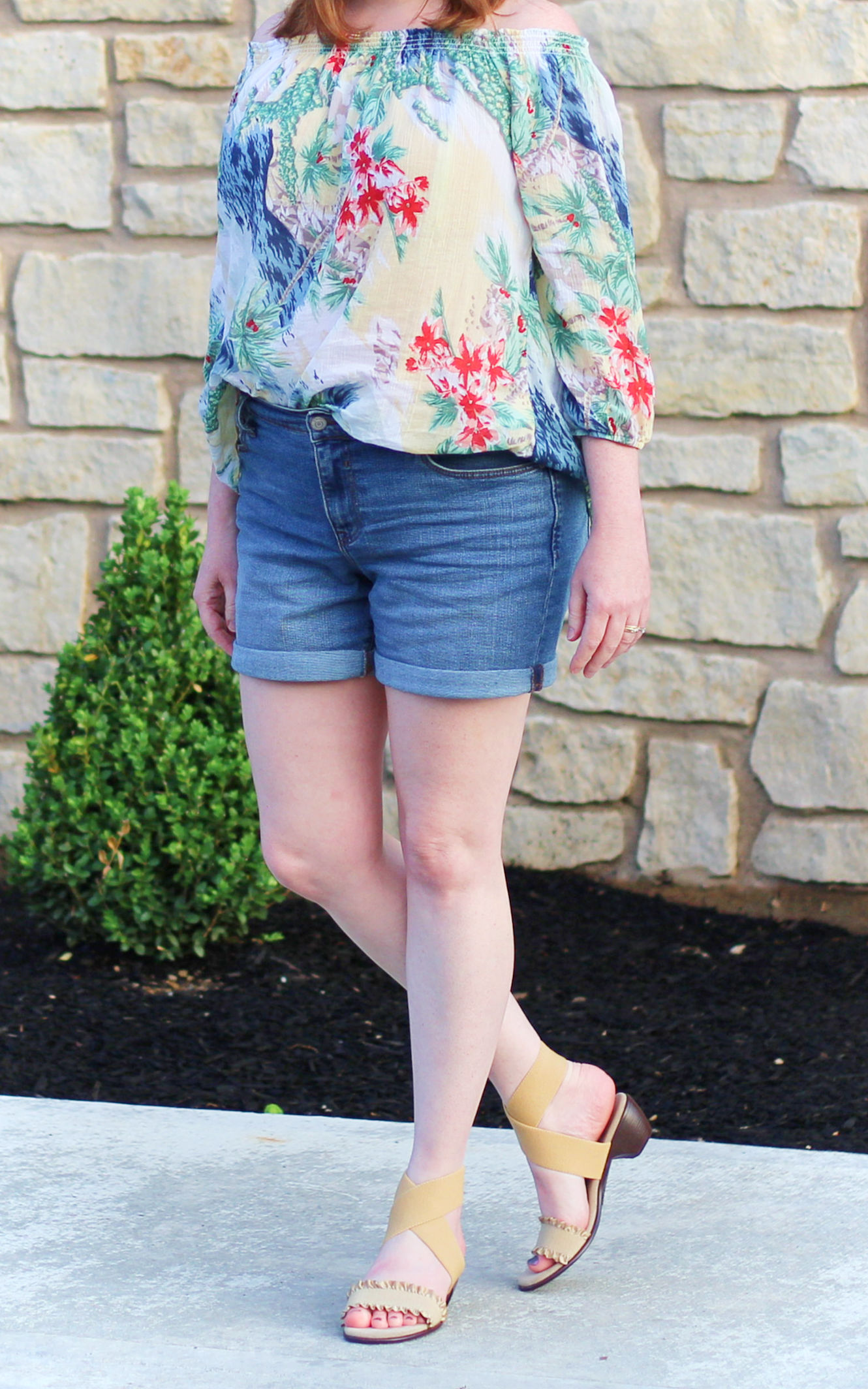 Off Shoulder Top And Jean Shorts #summeroutfits #fashion