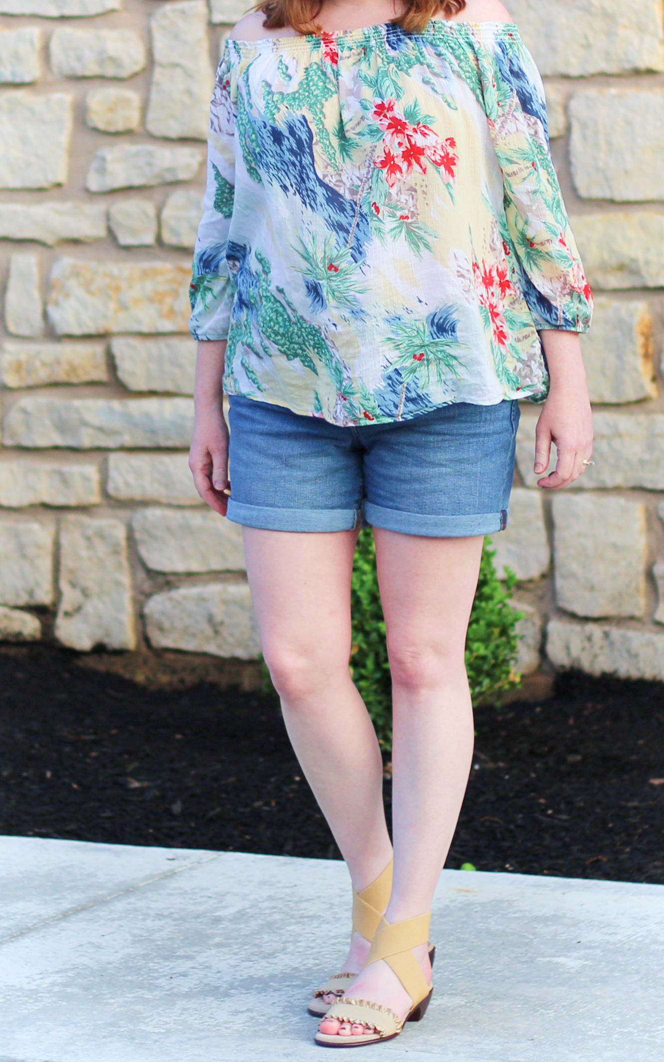 Off Shoulder Top And Jean Shorts 