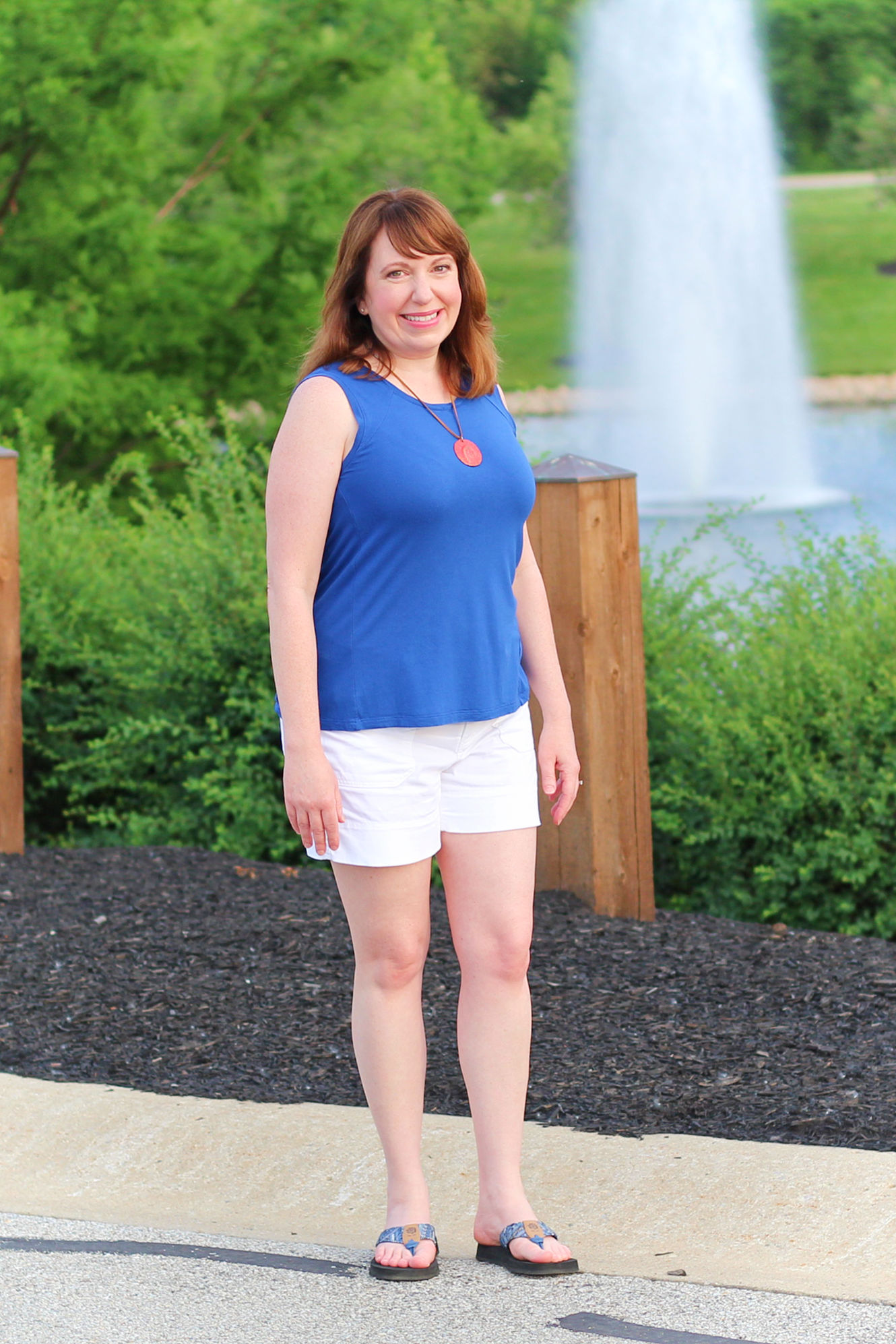 Blue Tank and White Shorts - Dressed in Faith