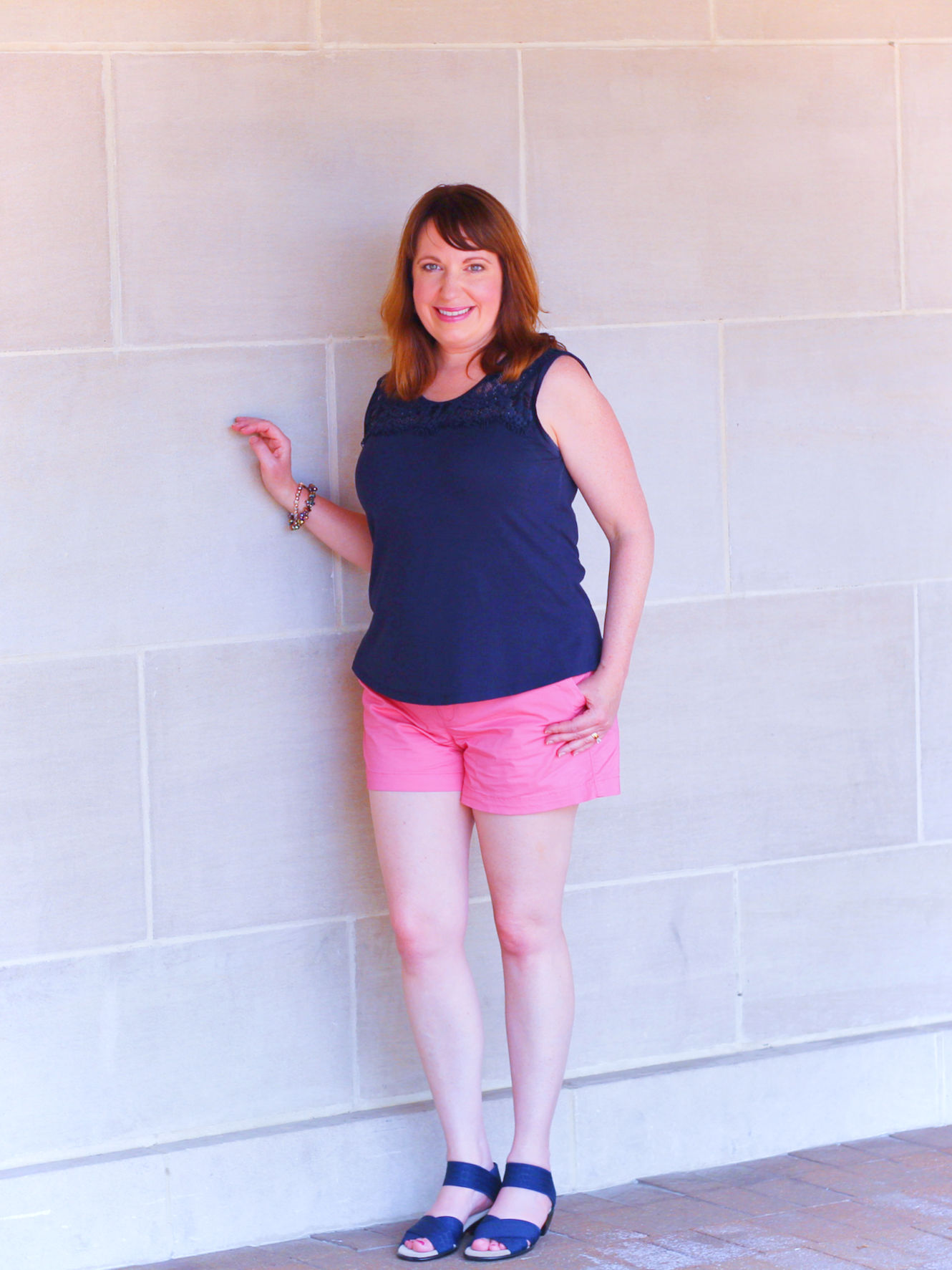 Navy Blue And Pink #fashionover40 #summeroutfits