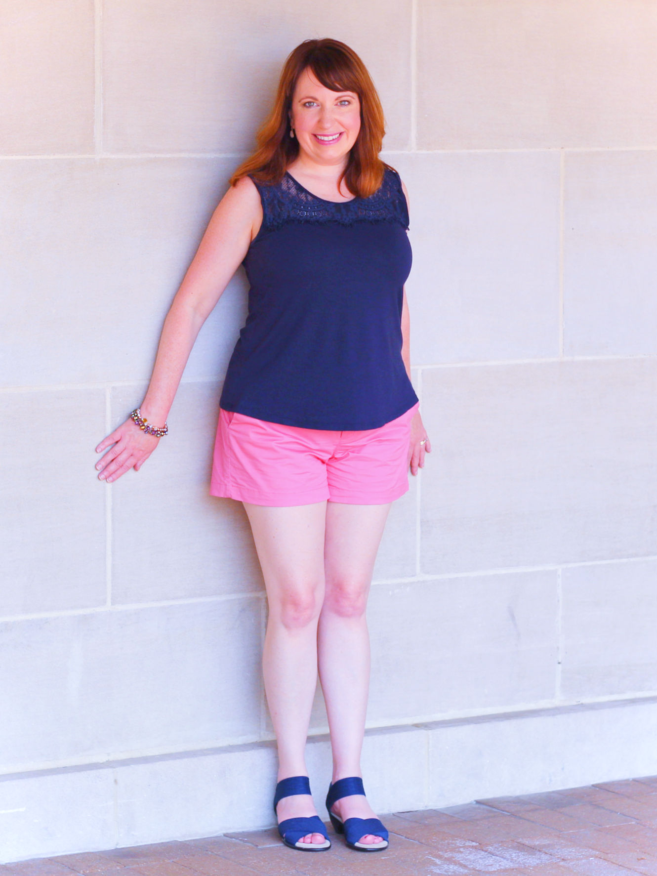 Navy Blue And Pink #fashionover40 #summeroutfit #navyblue #pink #fashionblog