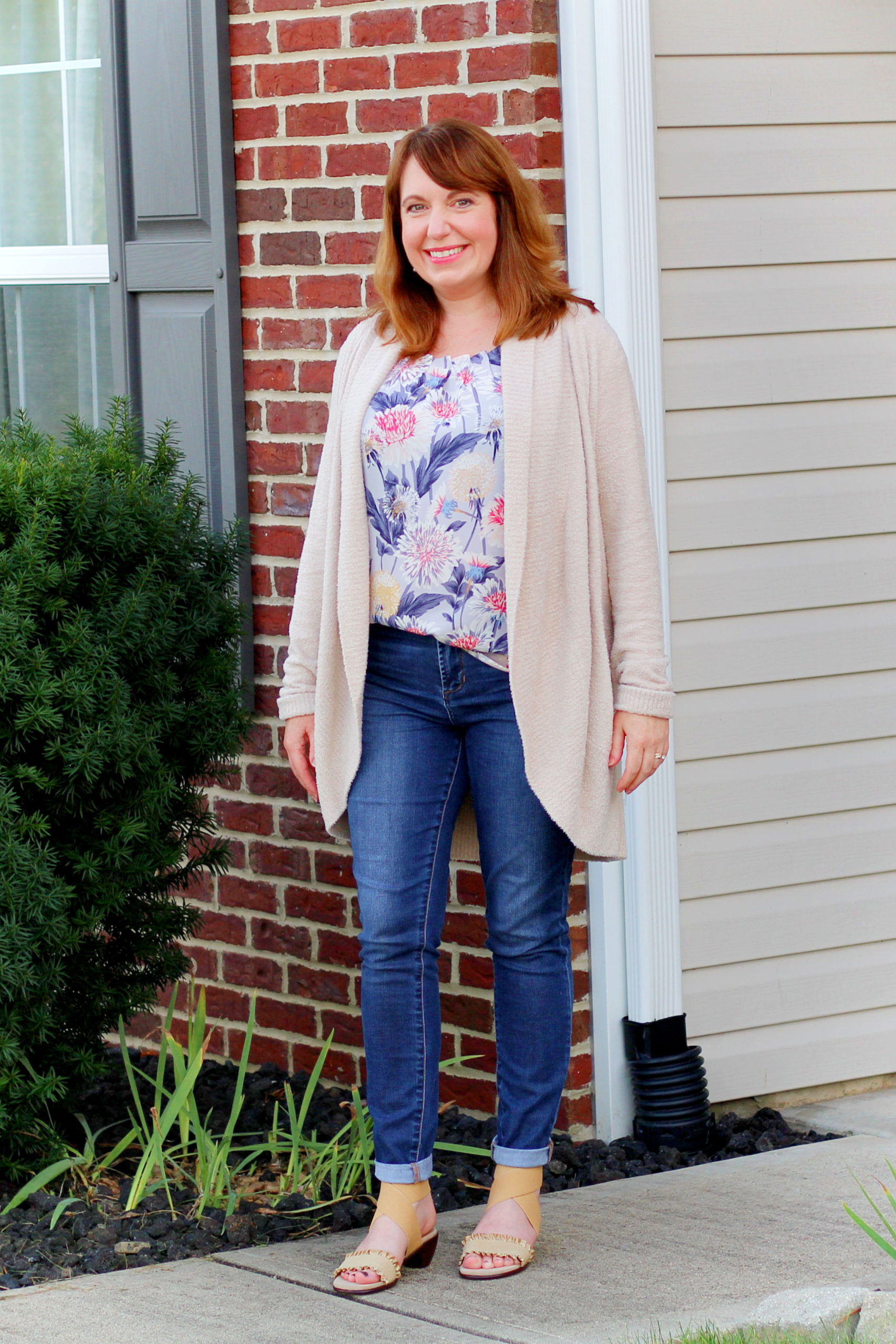 Floral Top + Cozy Cardigan