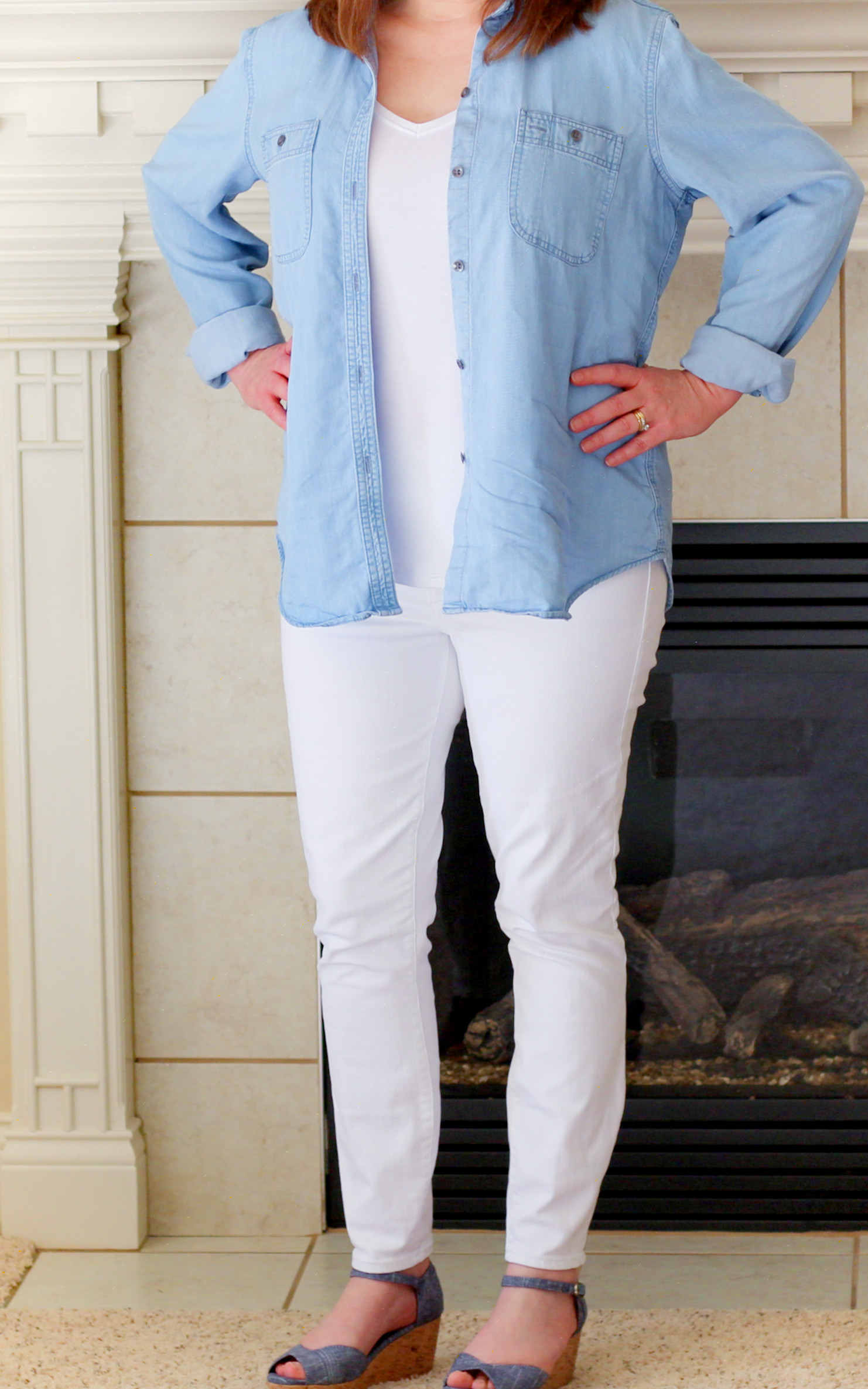 Chambray Top & White Jeans