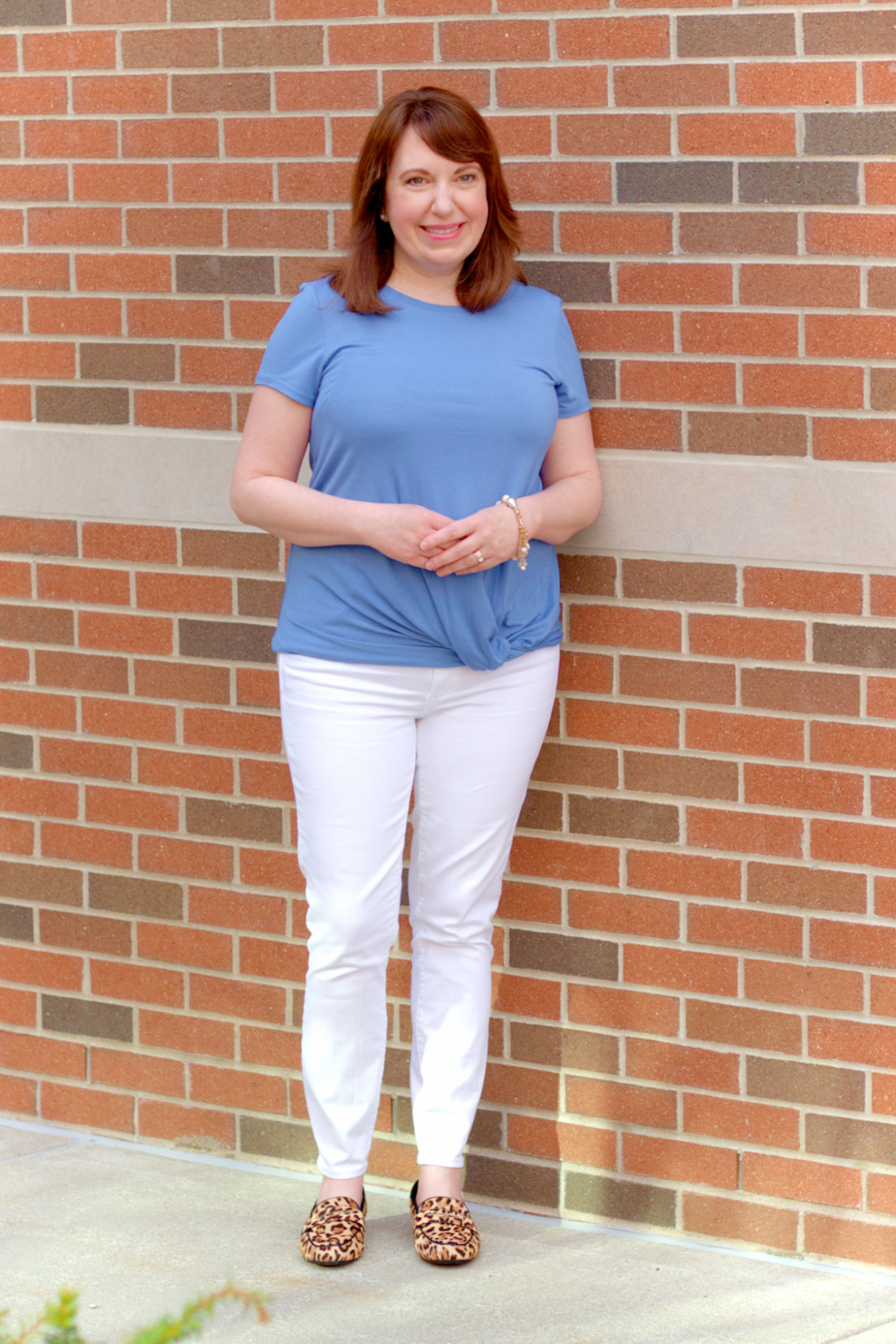 Spring Outfit Featuring Blue Twist Top