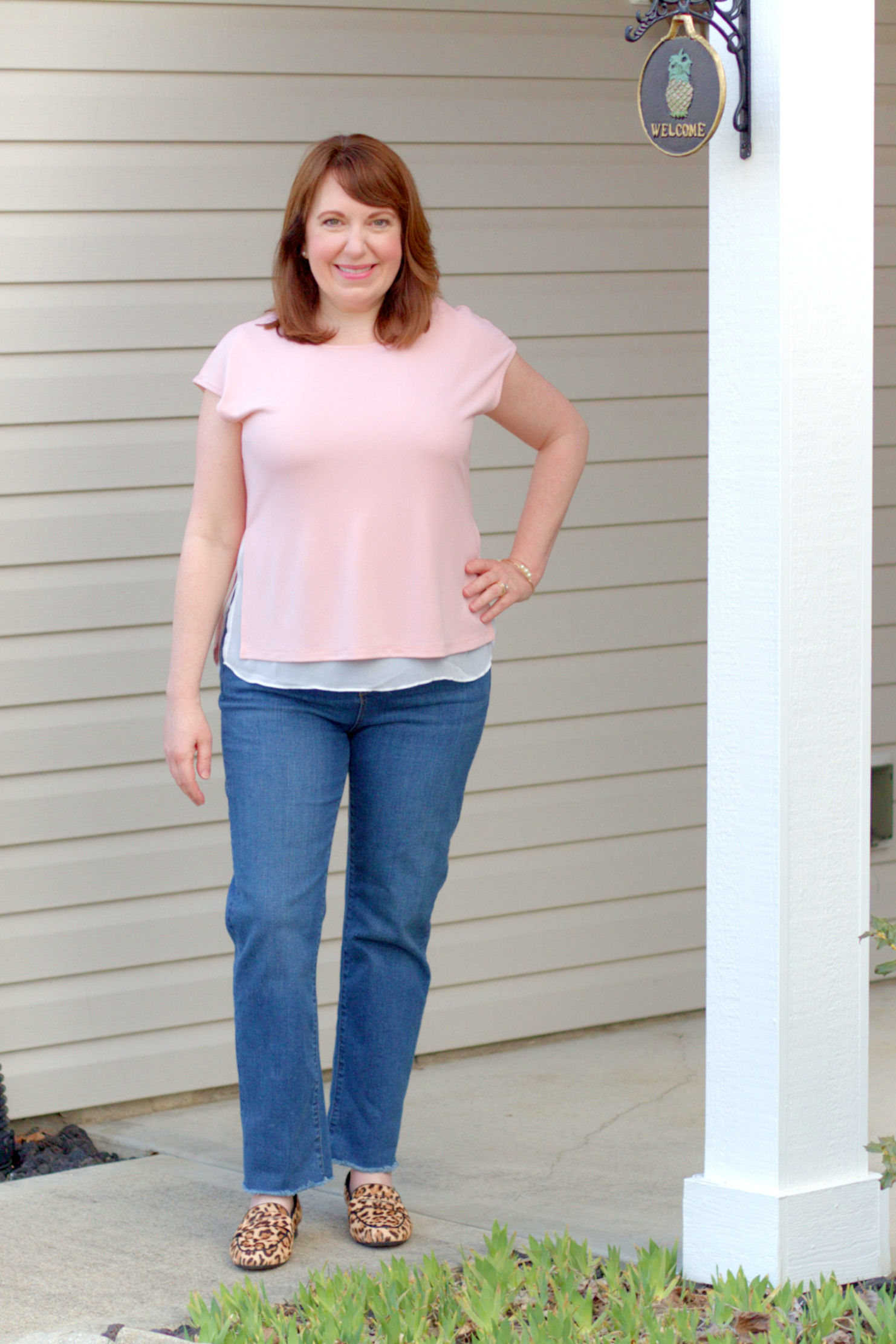 Pink Top + Leopard Loafers