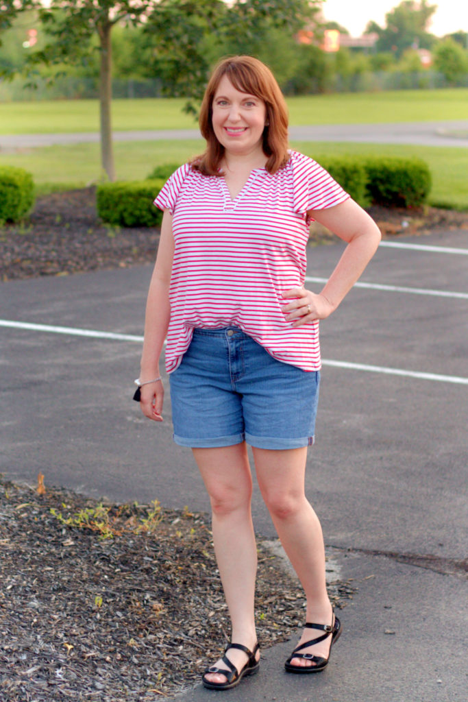 Red & White Stripe Top - Dressed in Faith