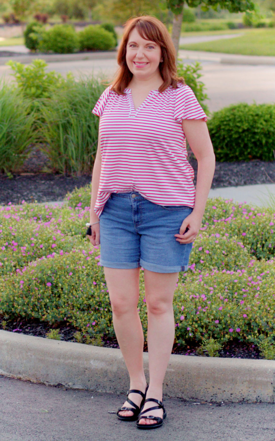 Red & White Stripe Top - Dressed in Faith