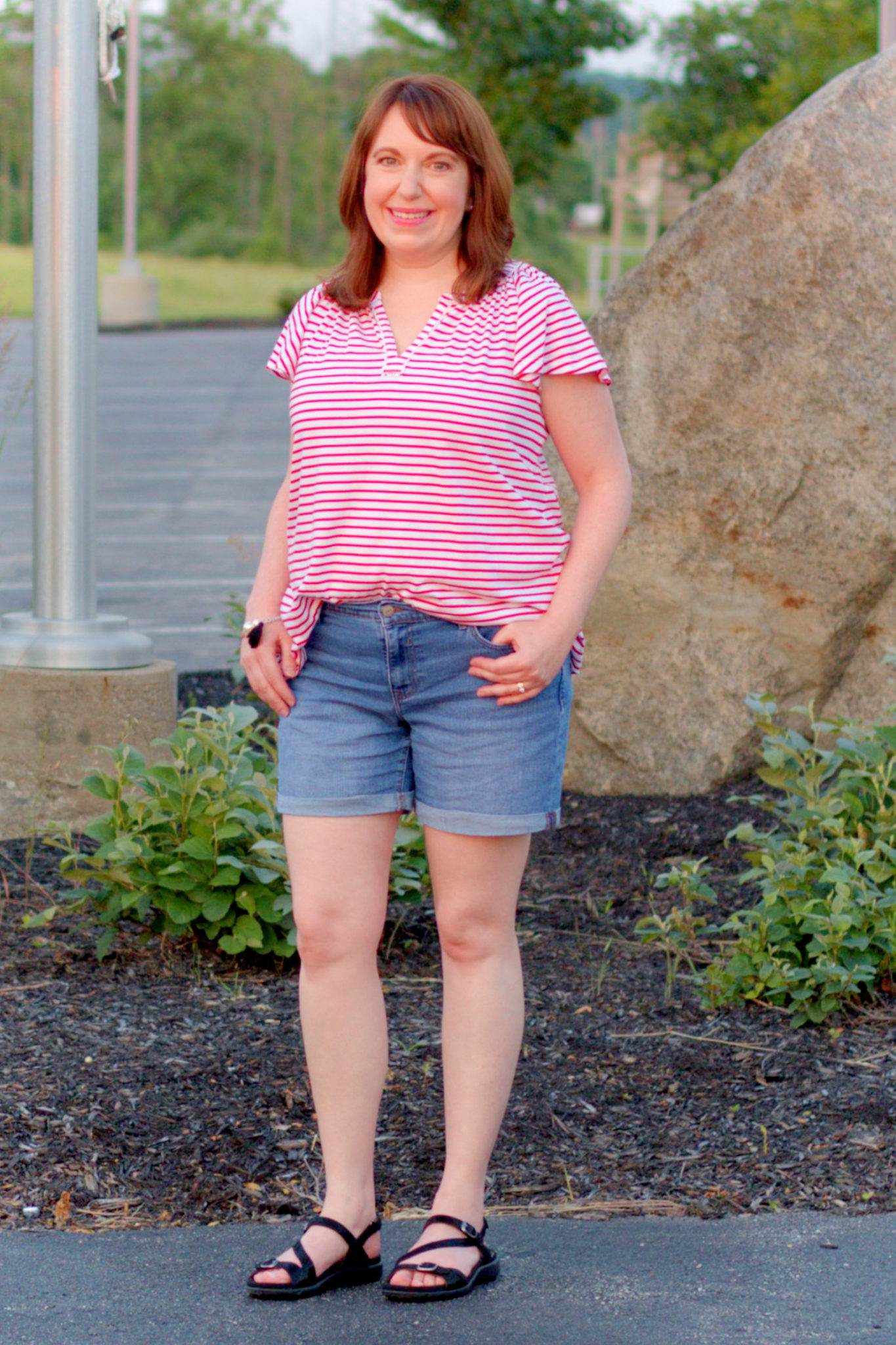 Red & White Stripe Top - Dressed in Faith