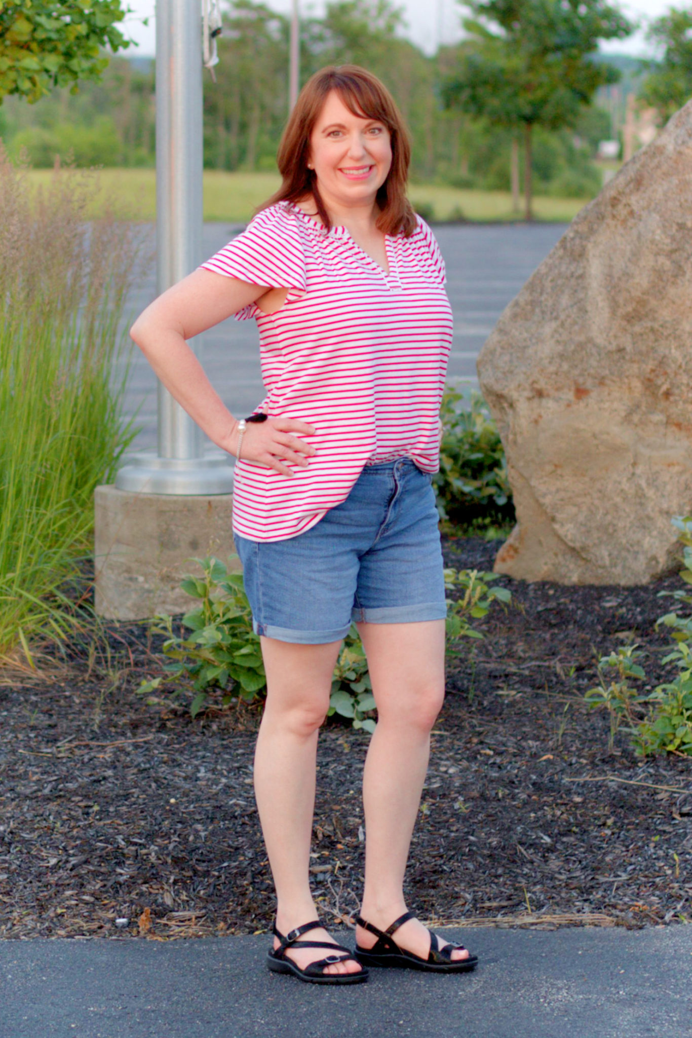 Red & White Stripe Top - Dressed in Faith