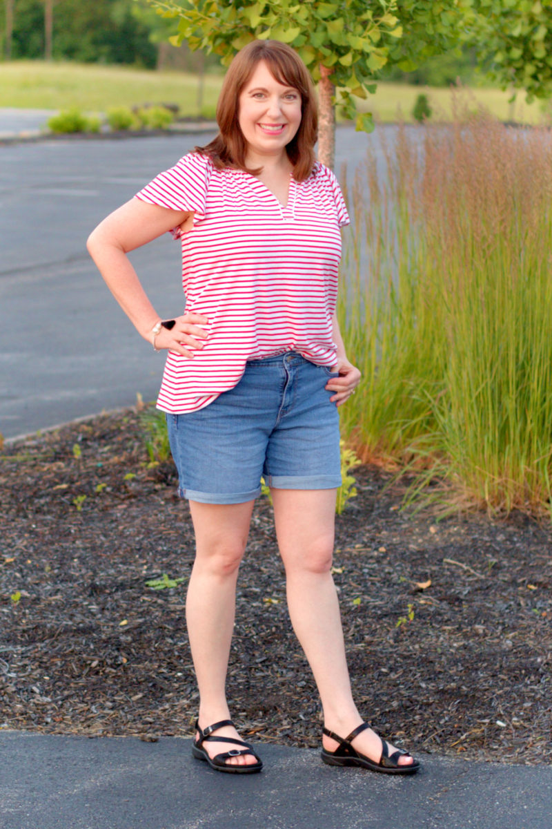 Red & White Stripe Top - Dressed in Faith
