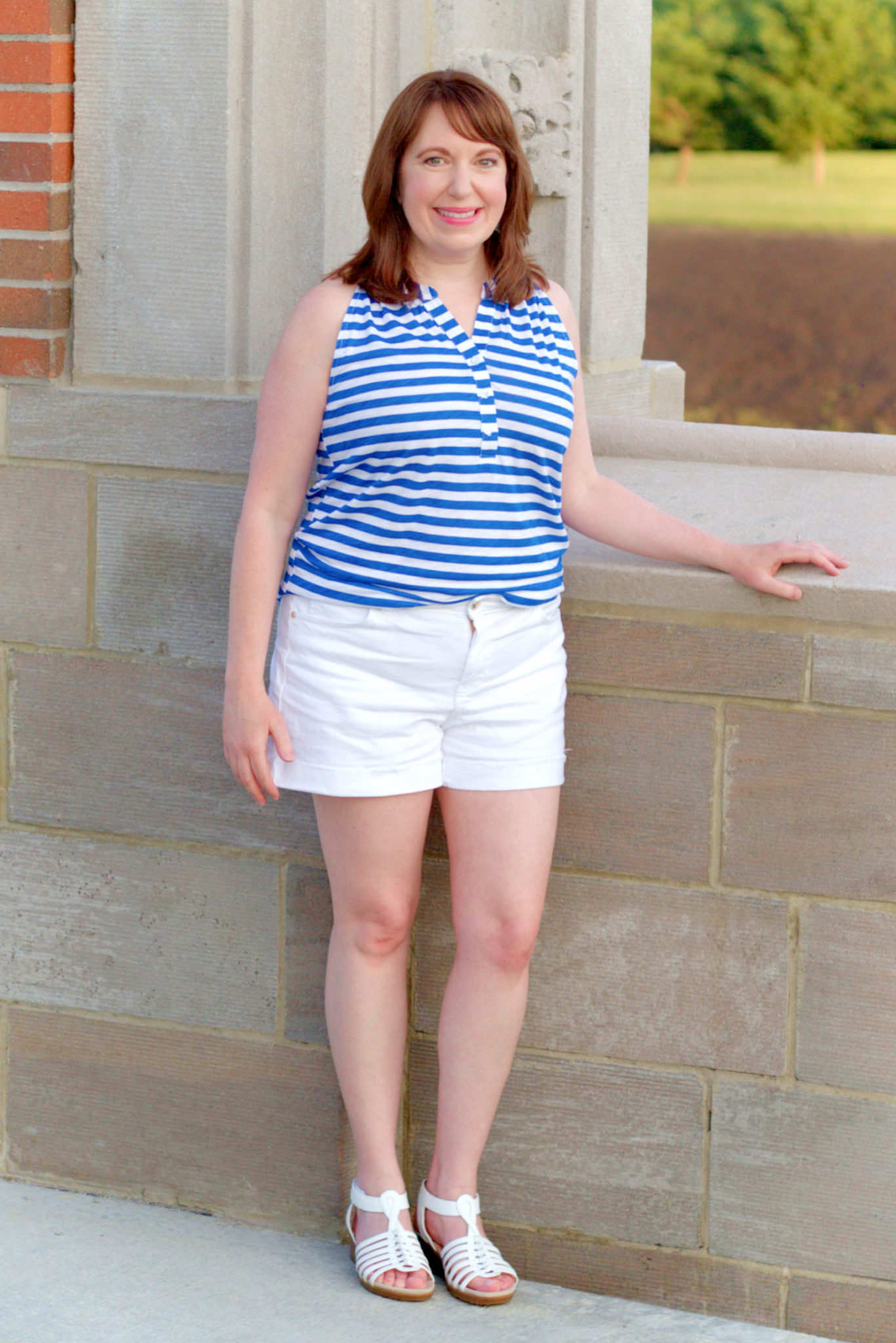 Stripe Henley Tank Top - Dressed in Faith