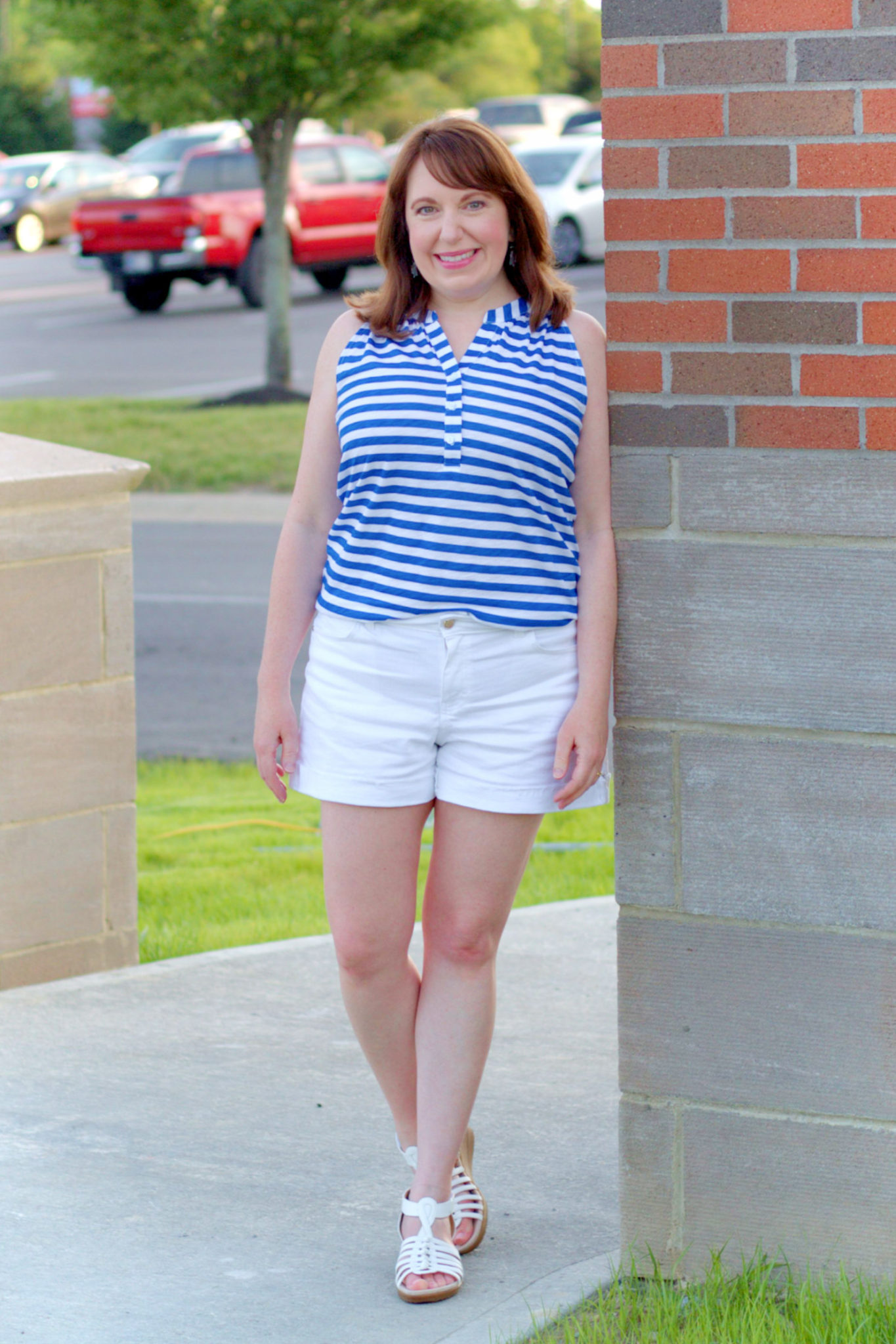 Stripe Henley Tank Top - Dressed in Faith