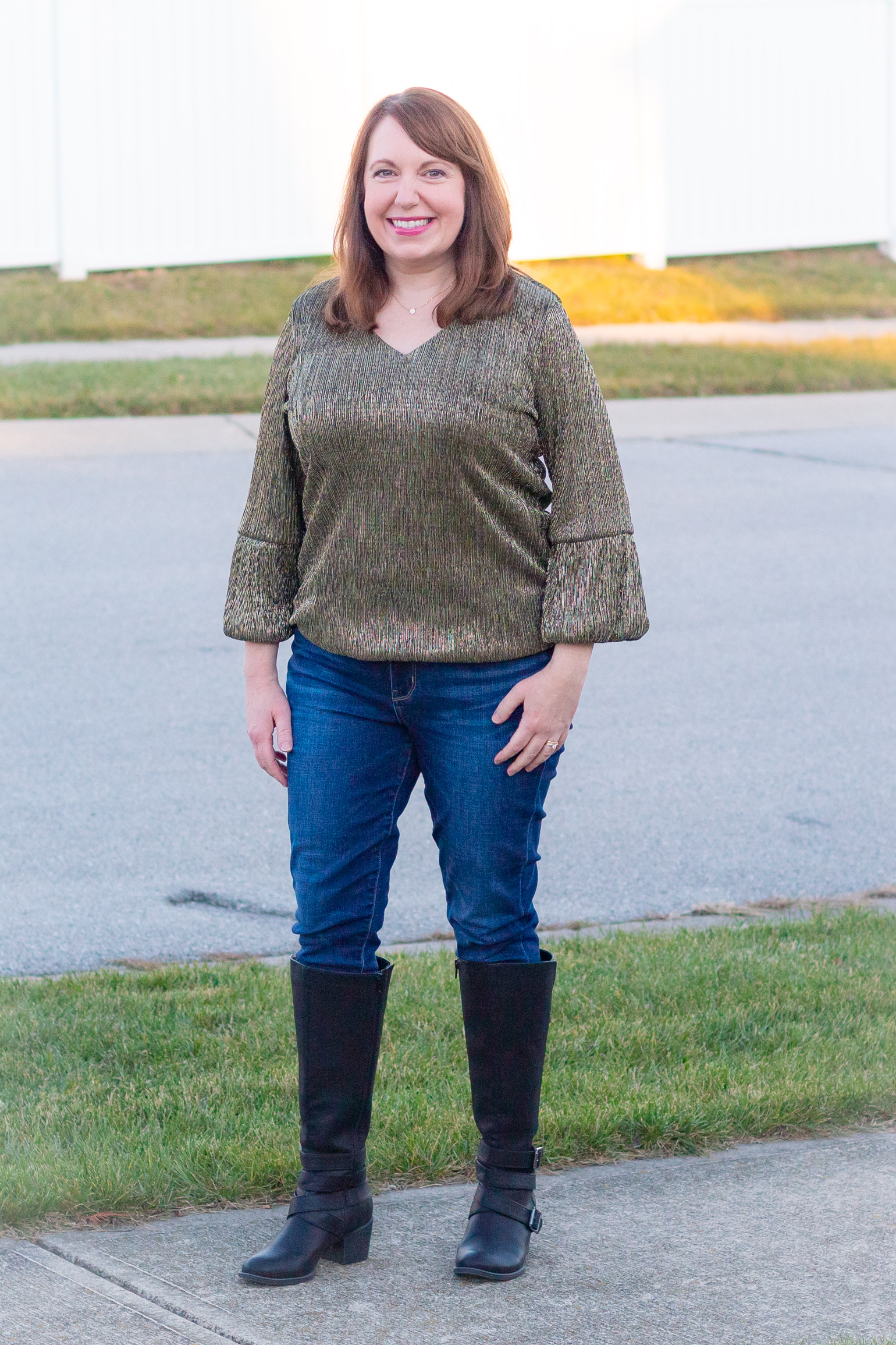 Metallic Top with Jeans