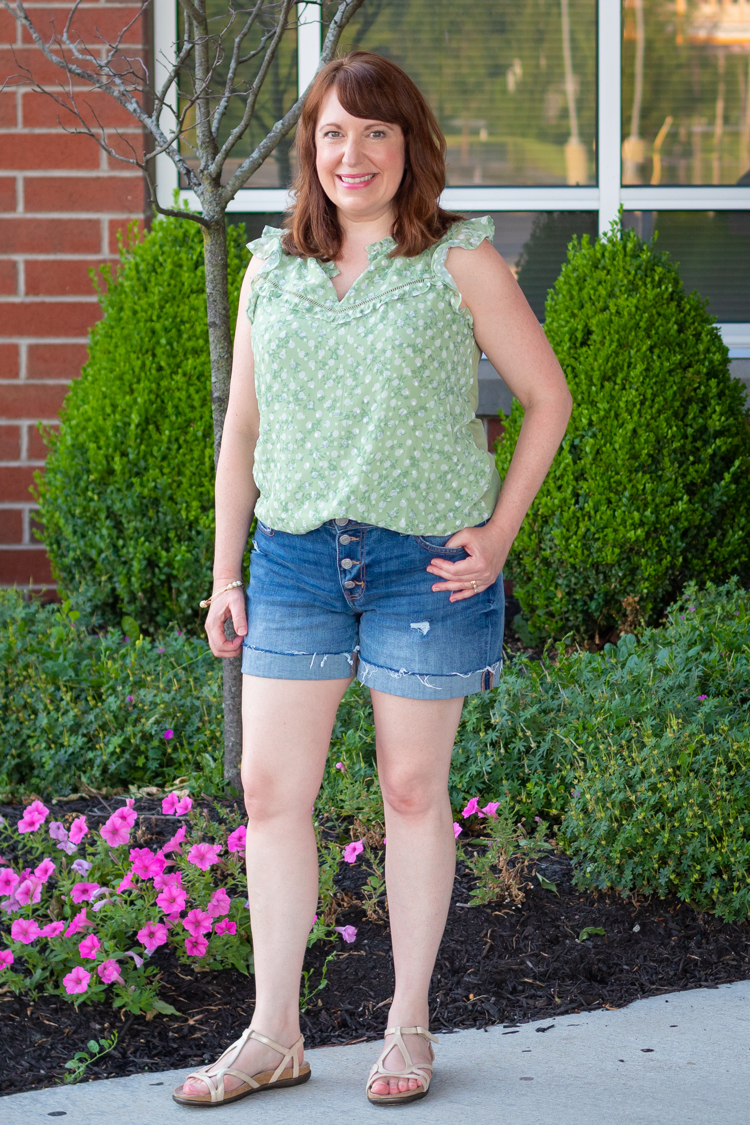 Green Dot Ruffle Tank – Dressed in Faith