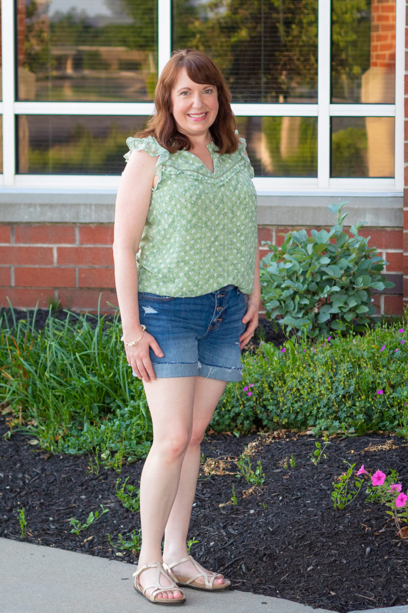 Green Dot Ruffle Tank – Dressed in Faith