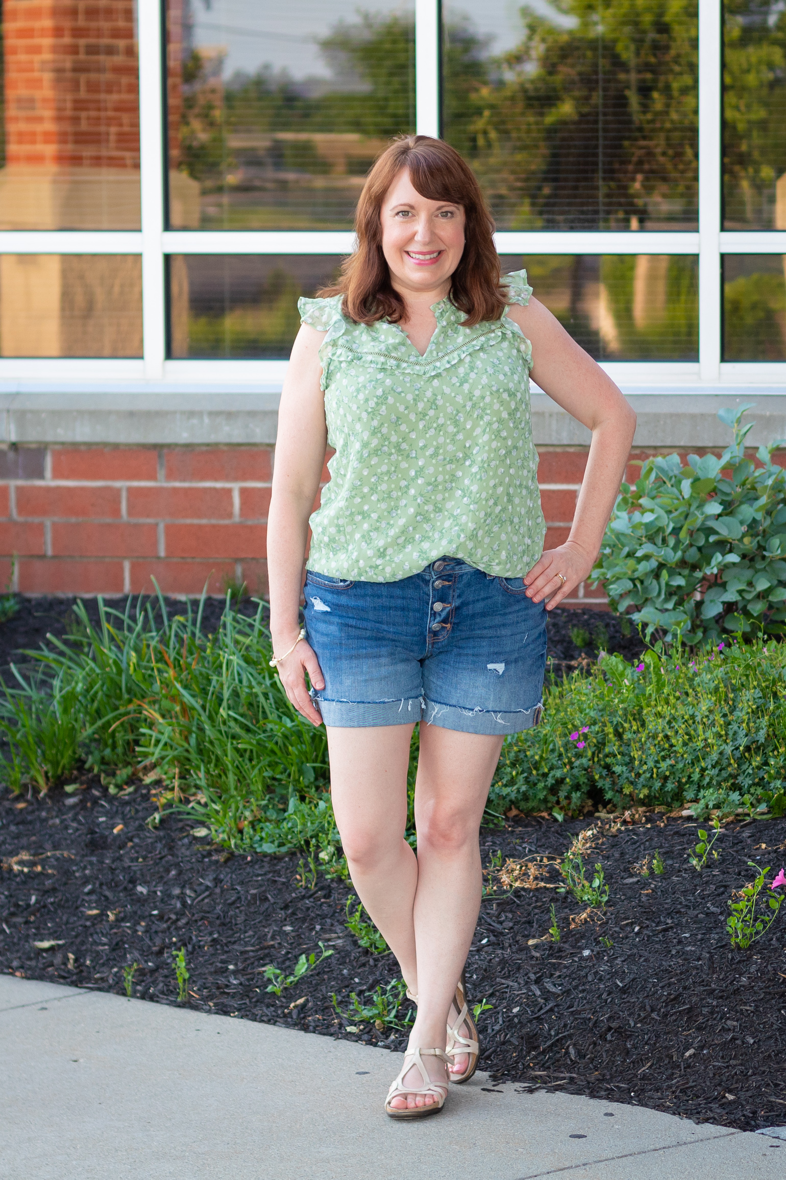 Summer Look with Green Dot Tank