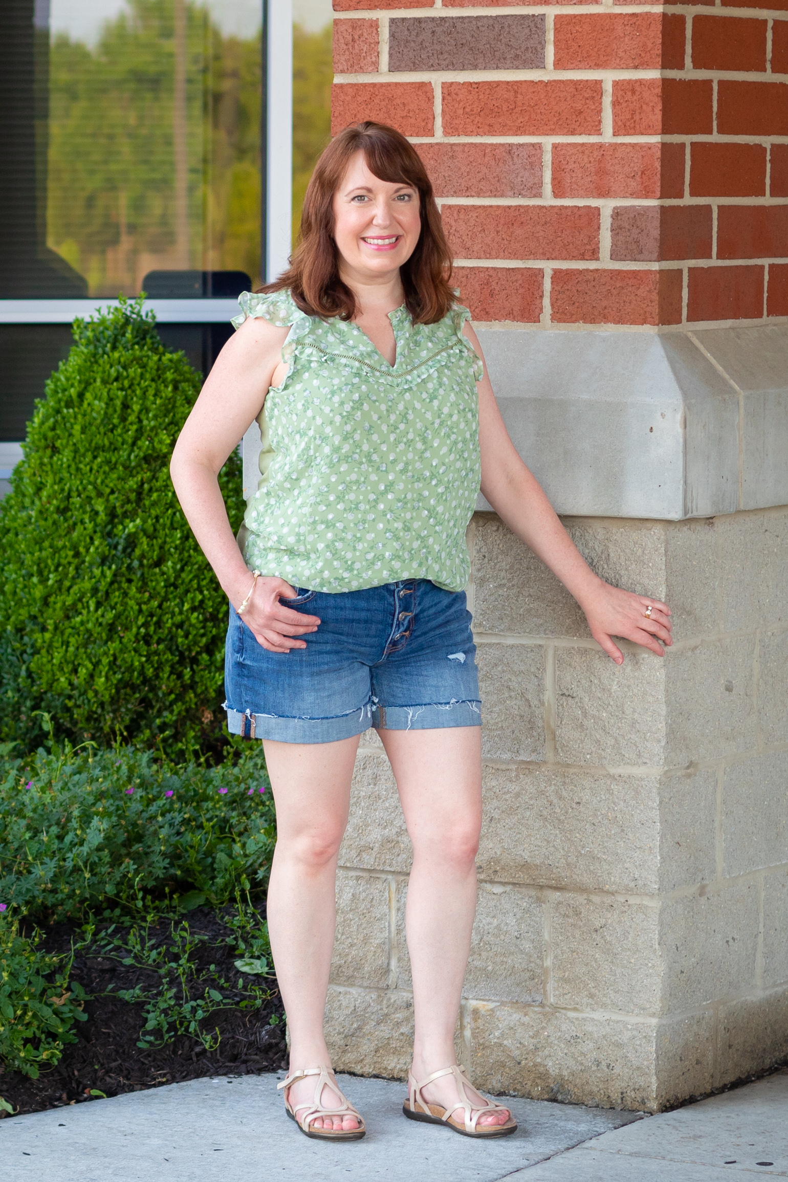 Ruffle Tank and Denim Shorts