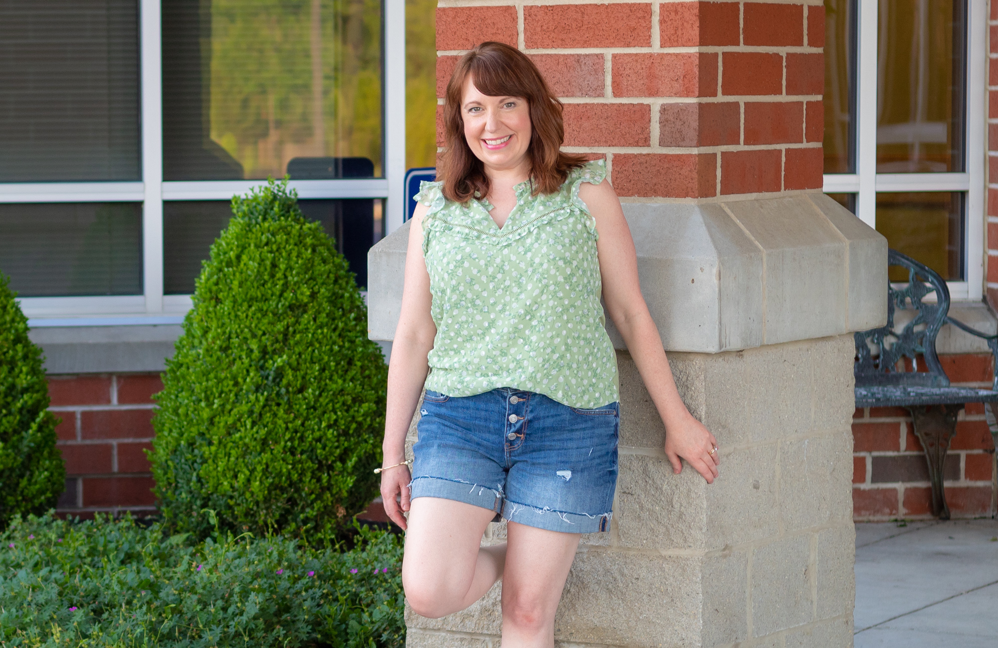 Green Dot Ruffle Tank - Dressed in Faith