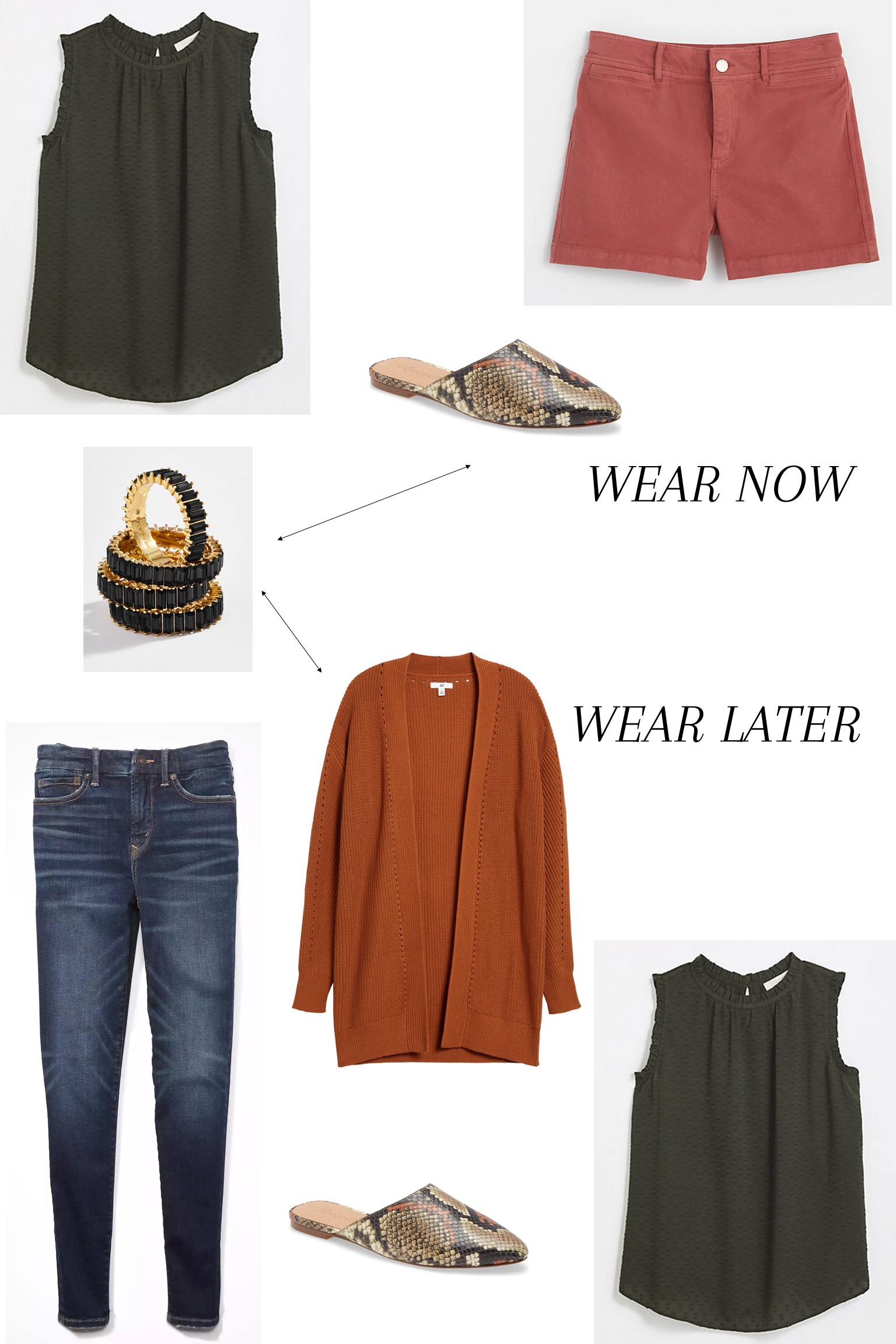 Wear Now & Later Graphic with Olive Top & Snake Print Shoes