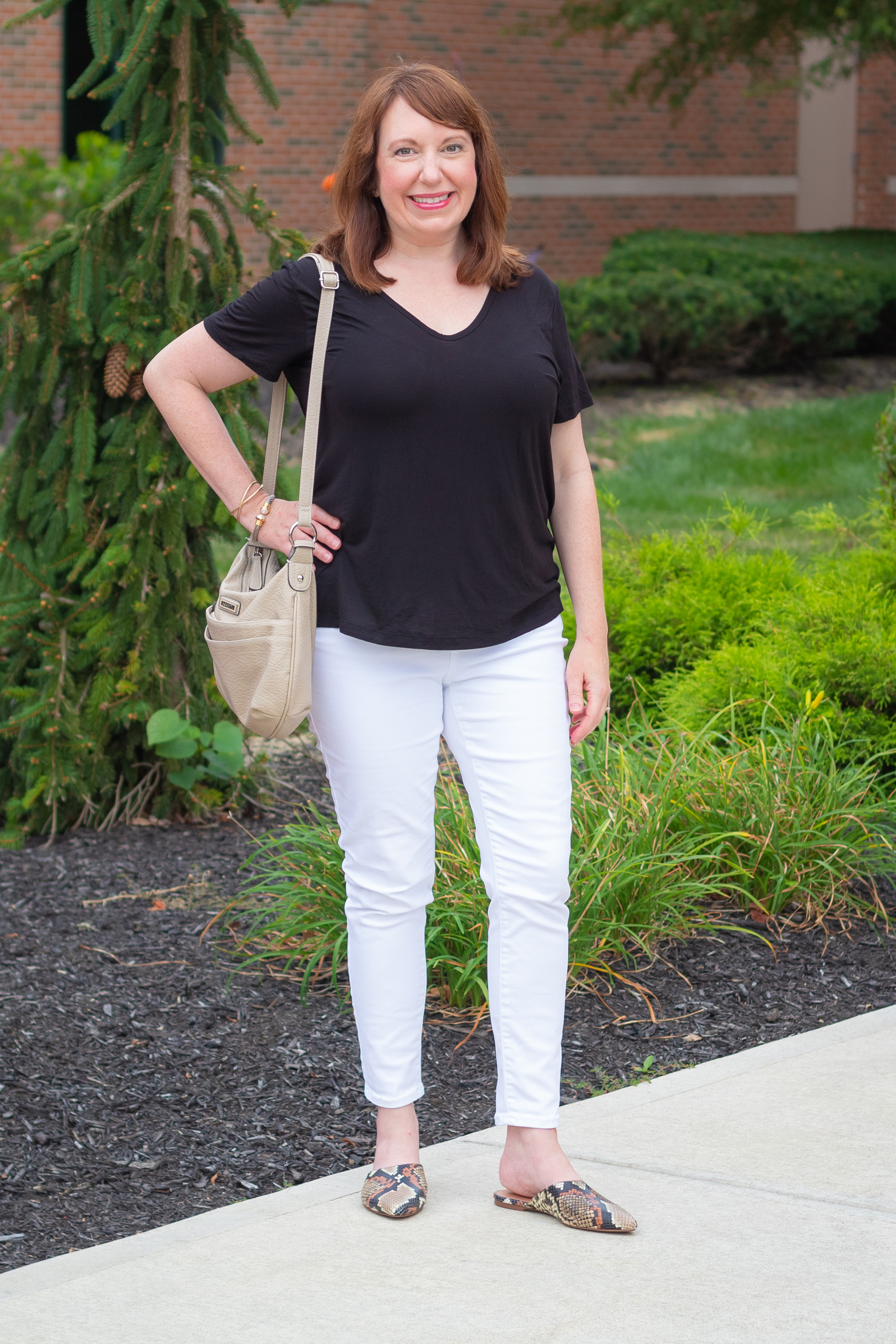 Black Tee + White Jeans Outfit