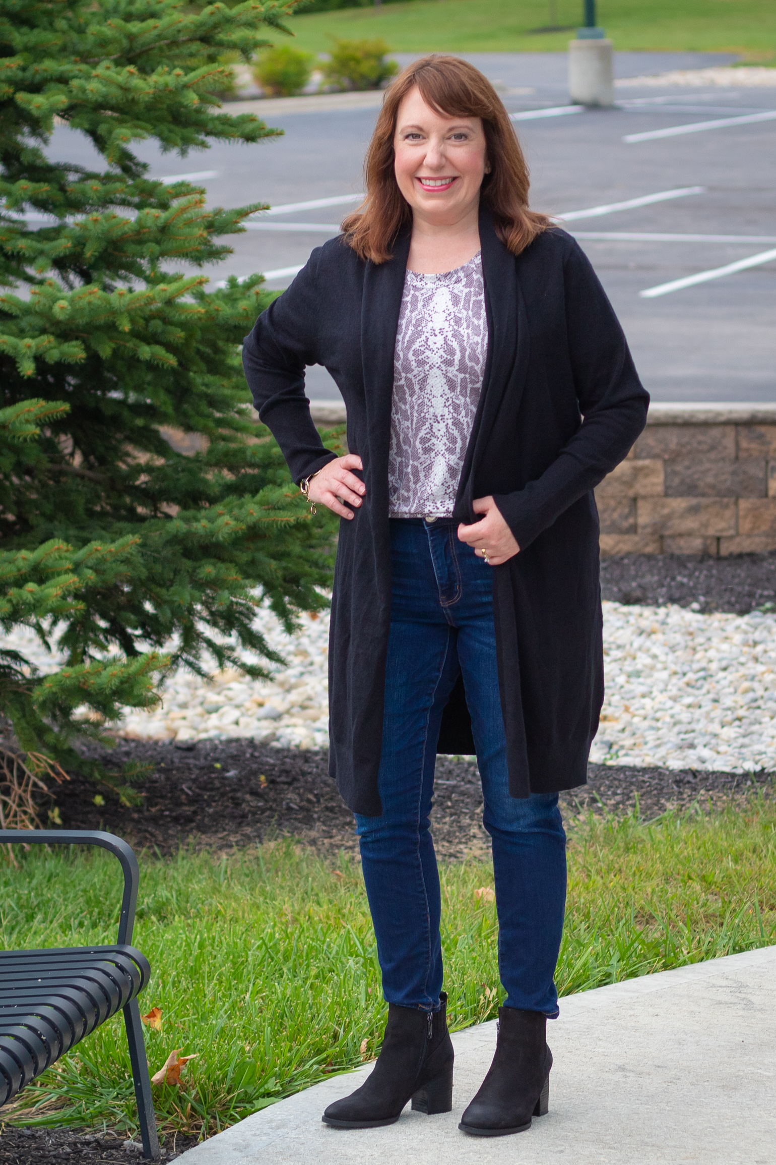 Snakeskin Tee & Black Cardigan