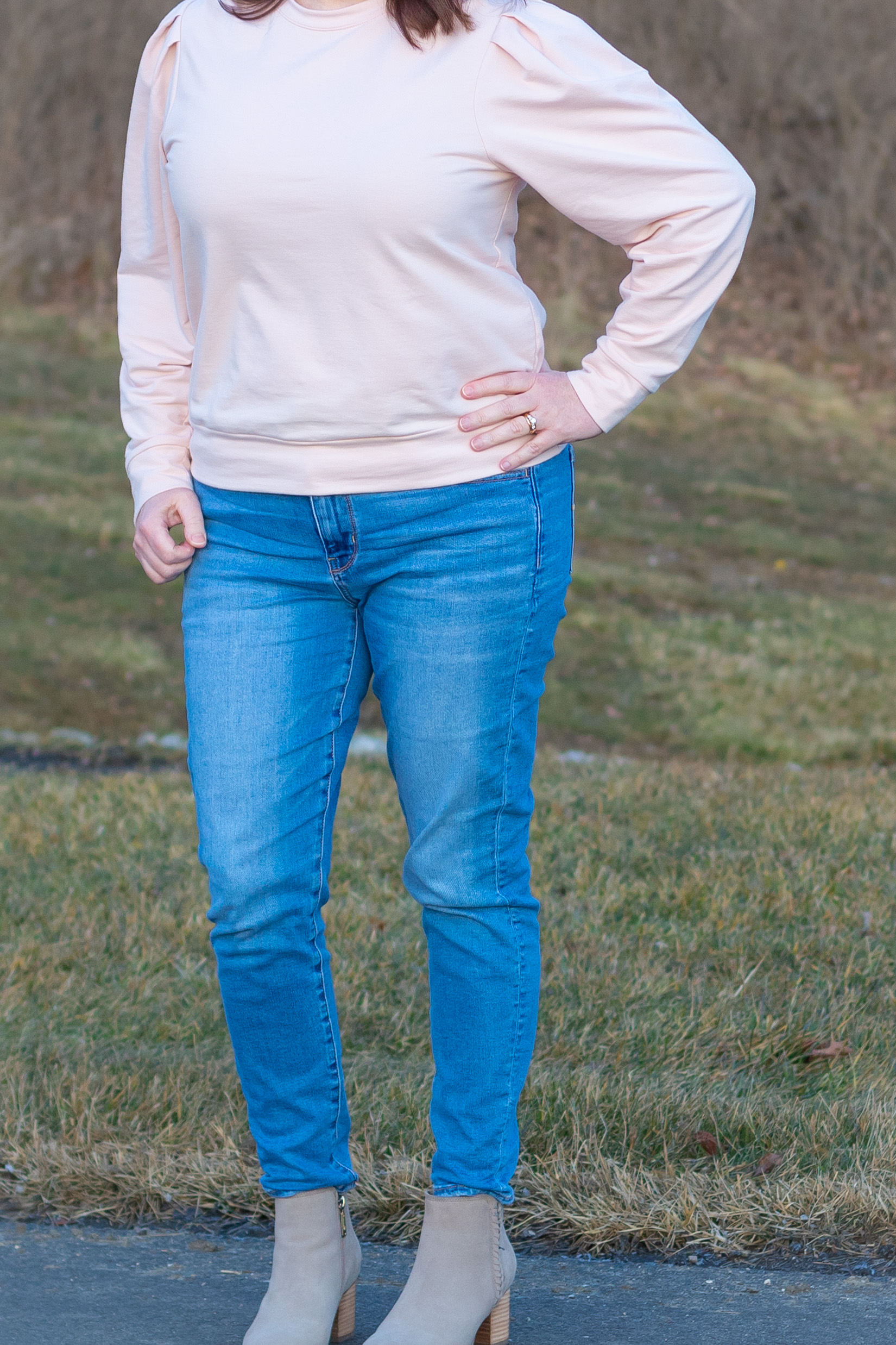 Close Up Of Puff Sleeve Top & Jeans