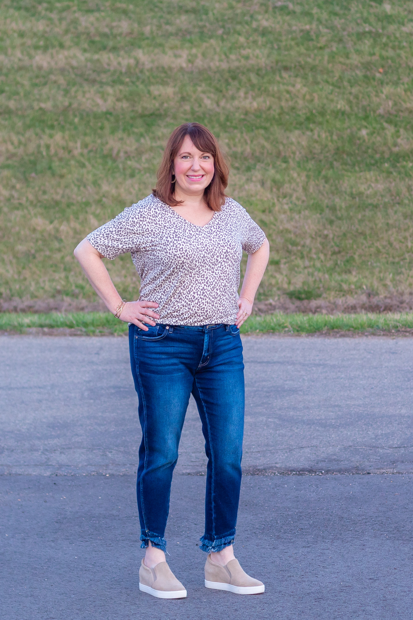 V-Neck Leopard Tee - Dressed in Faith